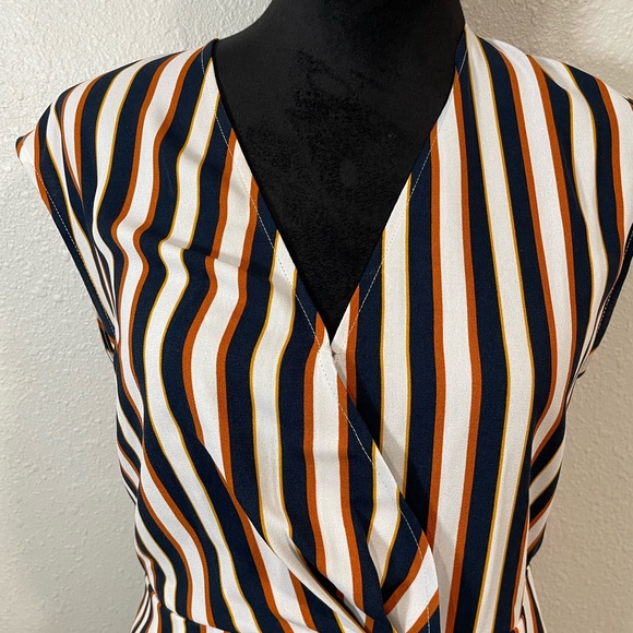 Leith Anthropologie Navy, Rust, and Ivory Sleeveless Dress- Size Medium - Picture 2 of 8